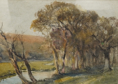 Early to mid 20th century English School, pair of watercolours, Rural landscapes, unsigned, 24 x 34cm. Condition - fair